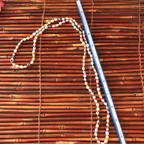 Honora Cream & Grey Long Pearl Necklace .925 Sterling Silver clasp 36” - Picture 9 of 12